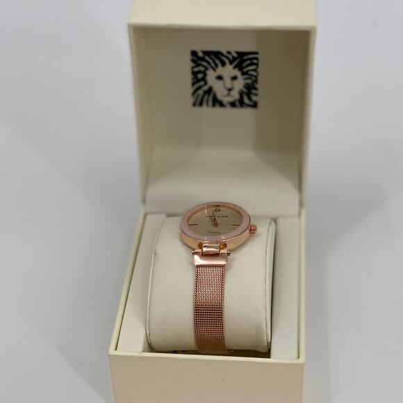 Anne Klein Womens Rose Gold Mesh Band Analog Wrist Watch NEW - Picture 2 of 10